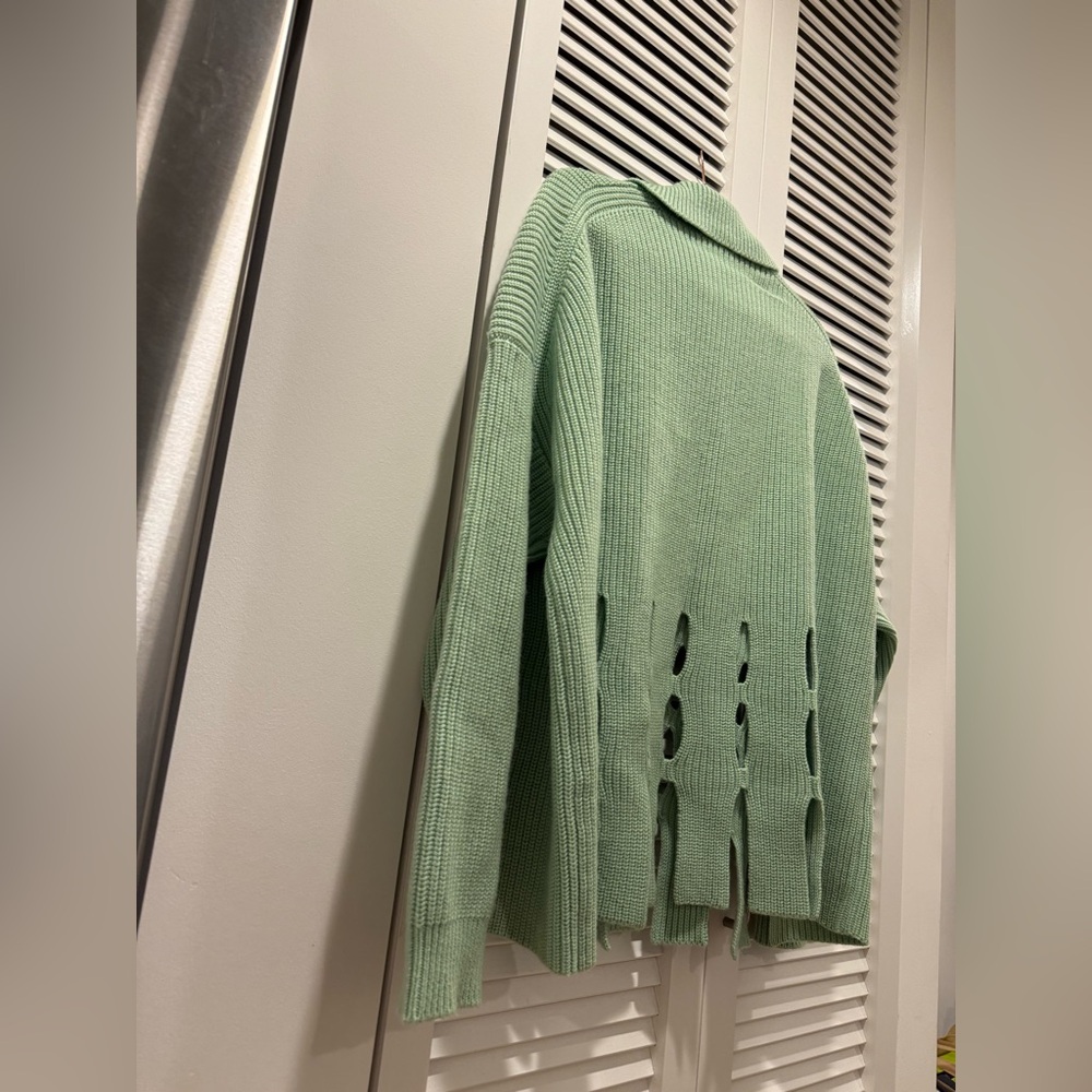 Nanushka Cashmere Mint Green Sweater with Cut-Out Design - Picture 9 of 9